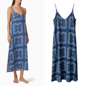 Desmond & Dempsey Bandana Print Linen Nightdress Medium Nightie Midi Slip Dress